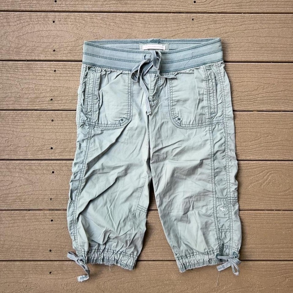 Vintage Y2K Abercrombie & Fitch Green Cargo Capri Pants Size Small Grunge